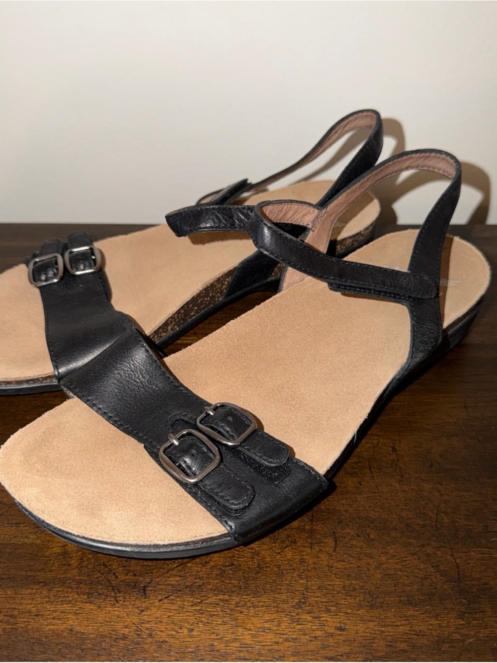 Dansko  Sandals Black Leather Adjustable Women’s Sandals Size 38- 8 US
